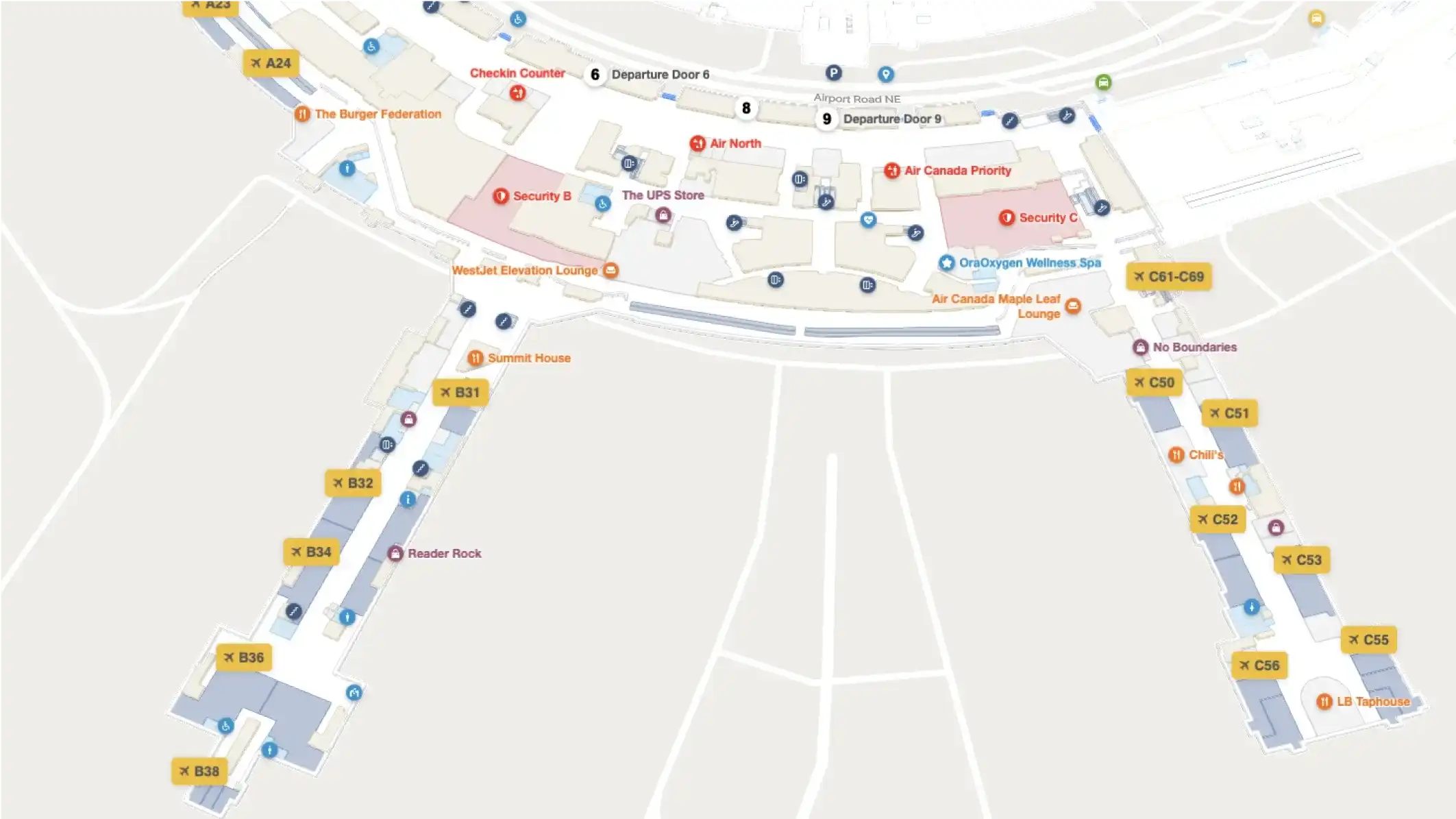 YYC Airport Map Terminal