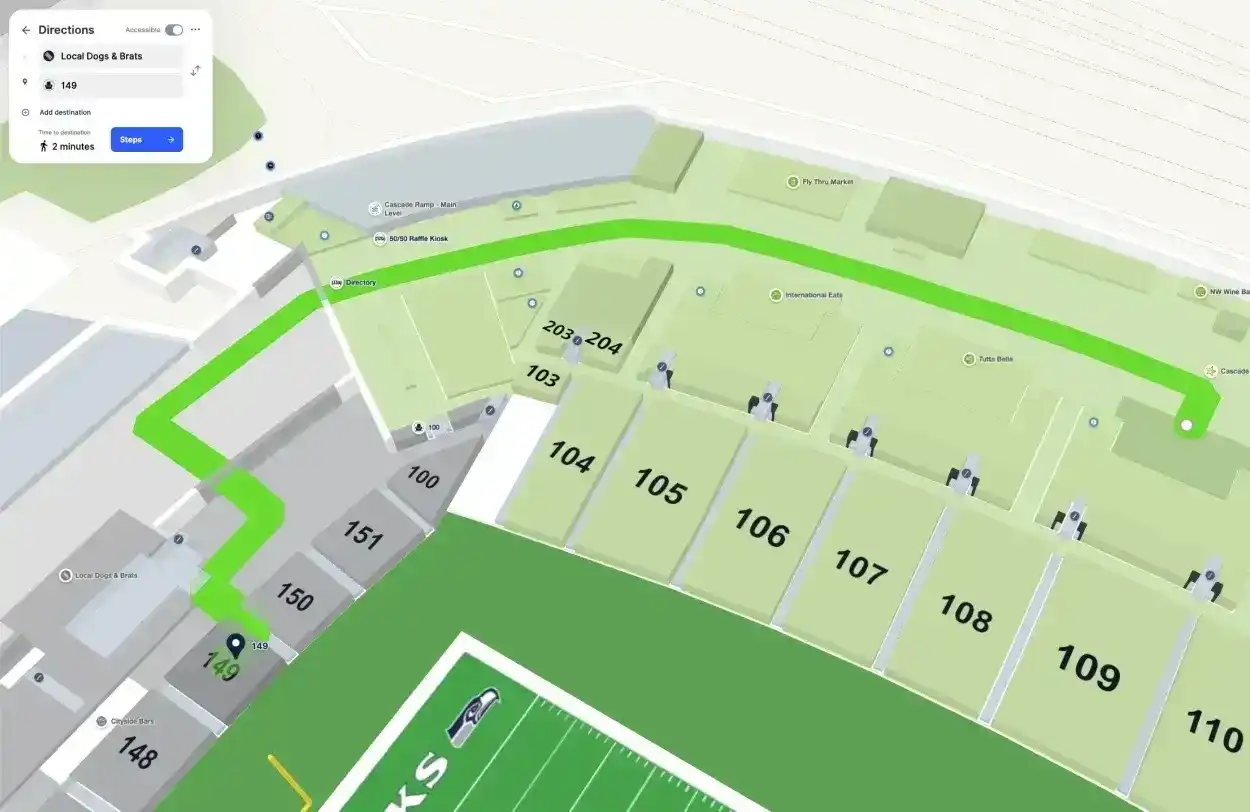 Srtadium directions on digital map