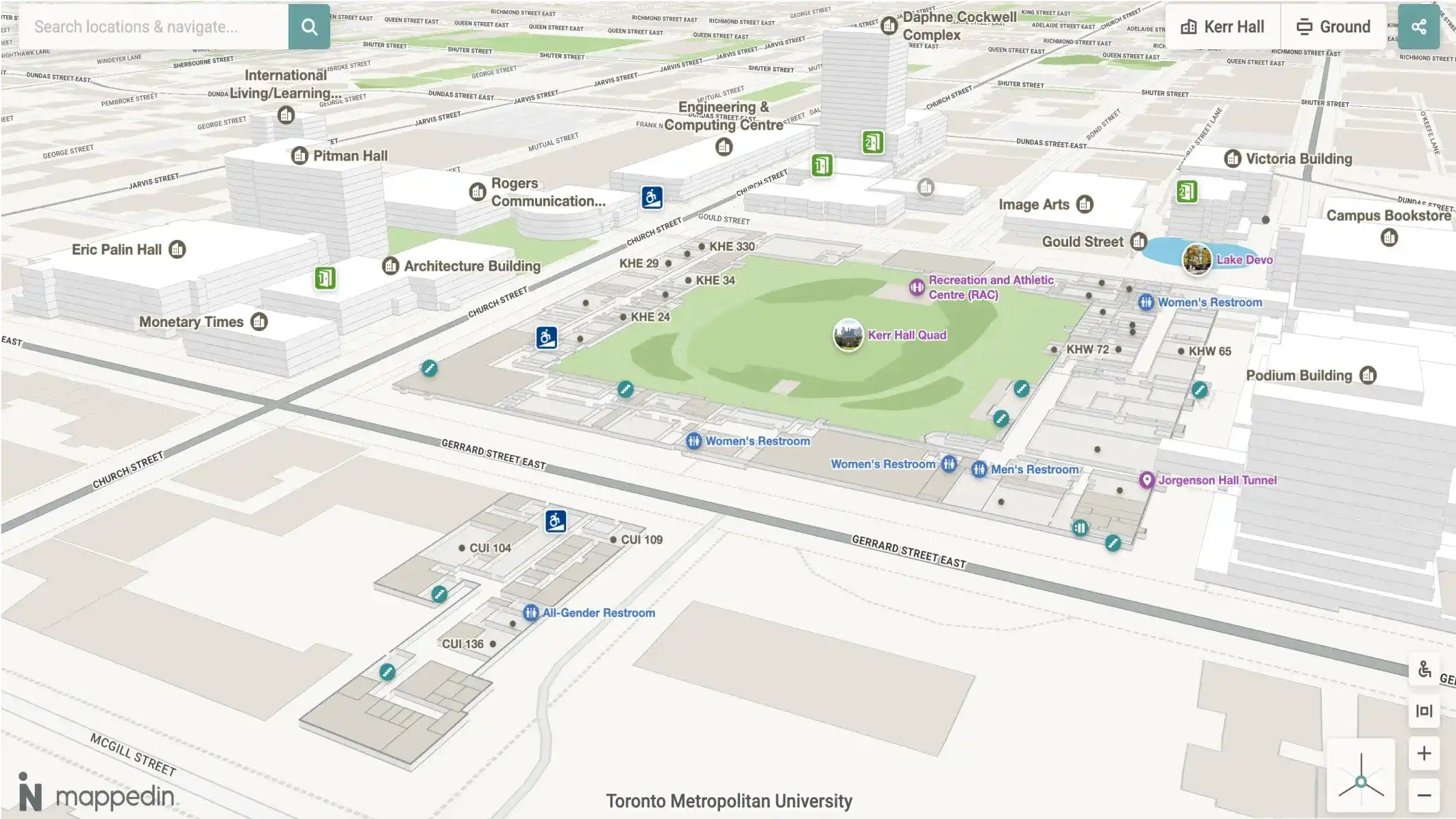 TMU campus map - central area