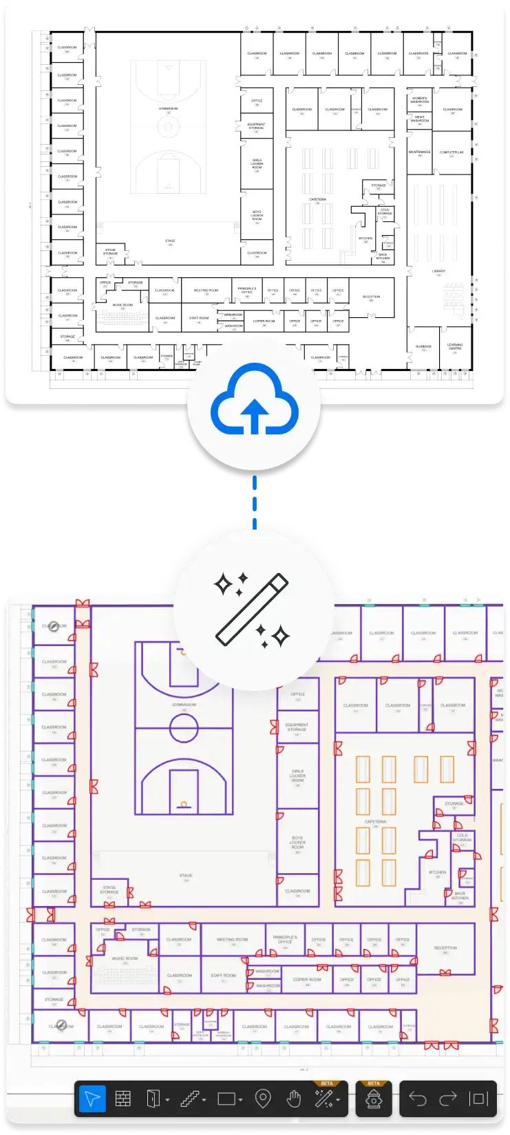 Mappedin AI functionality example diagramse