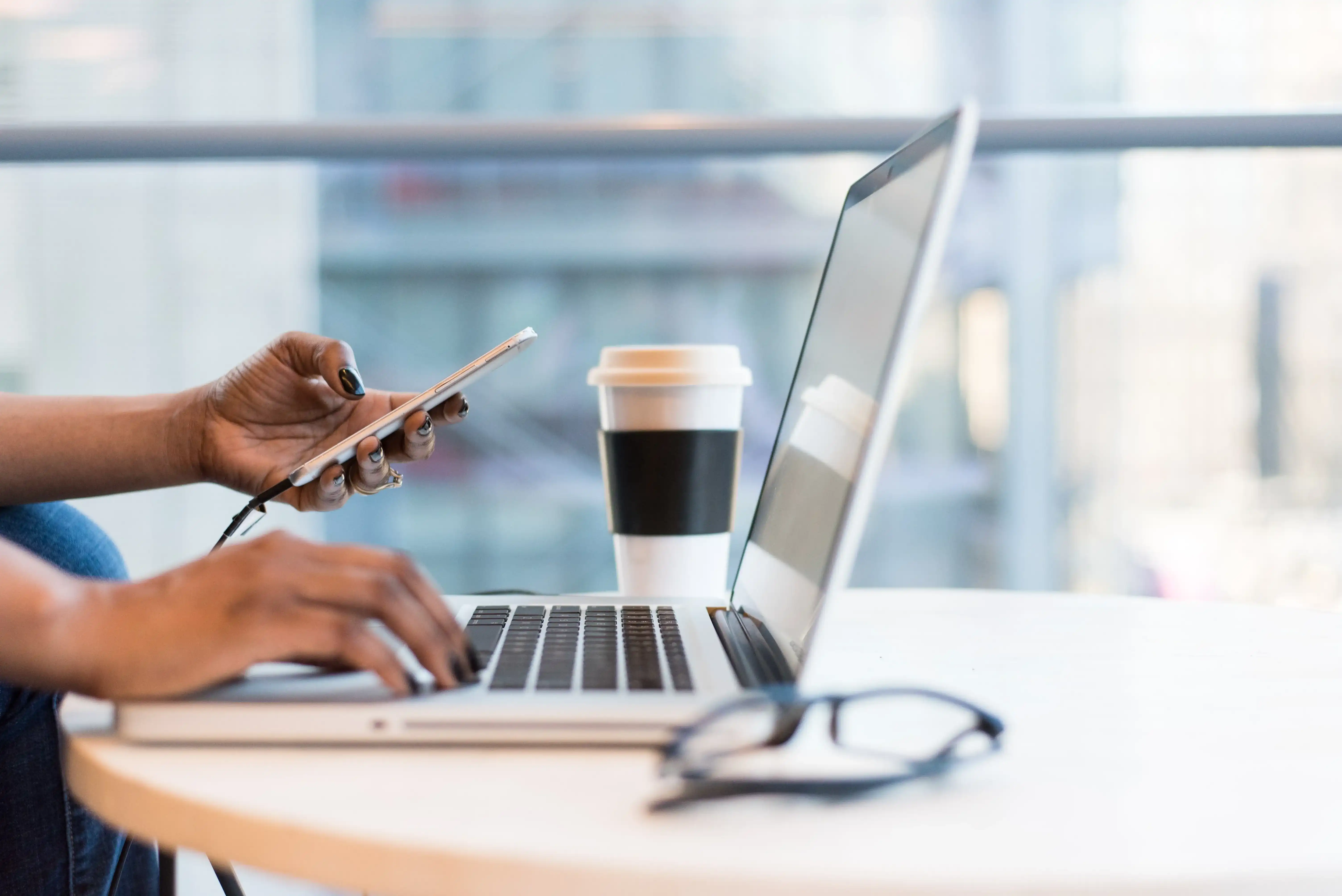 person working at laptop