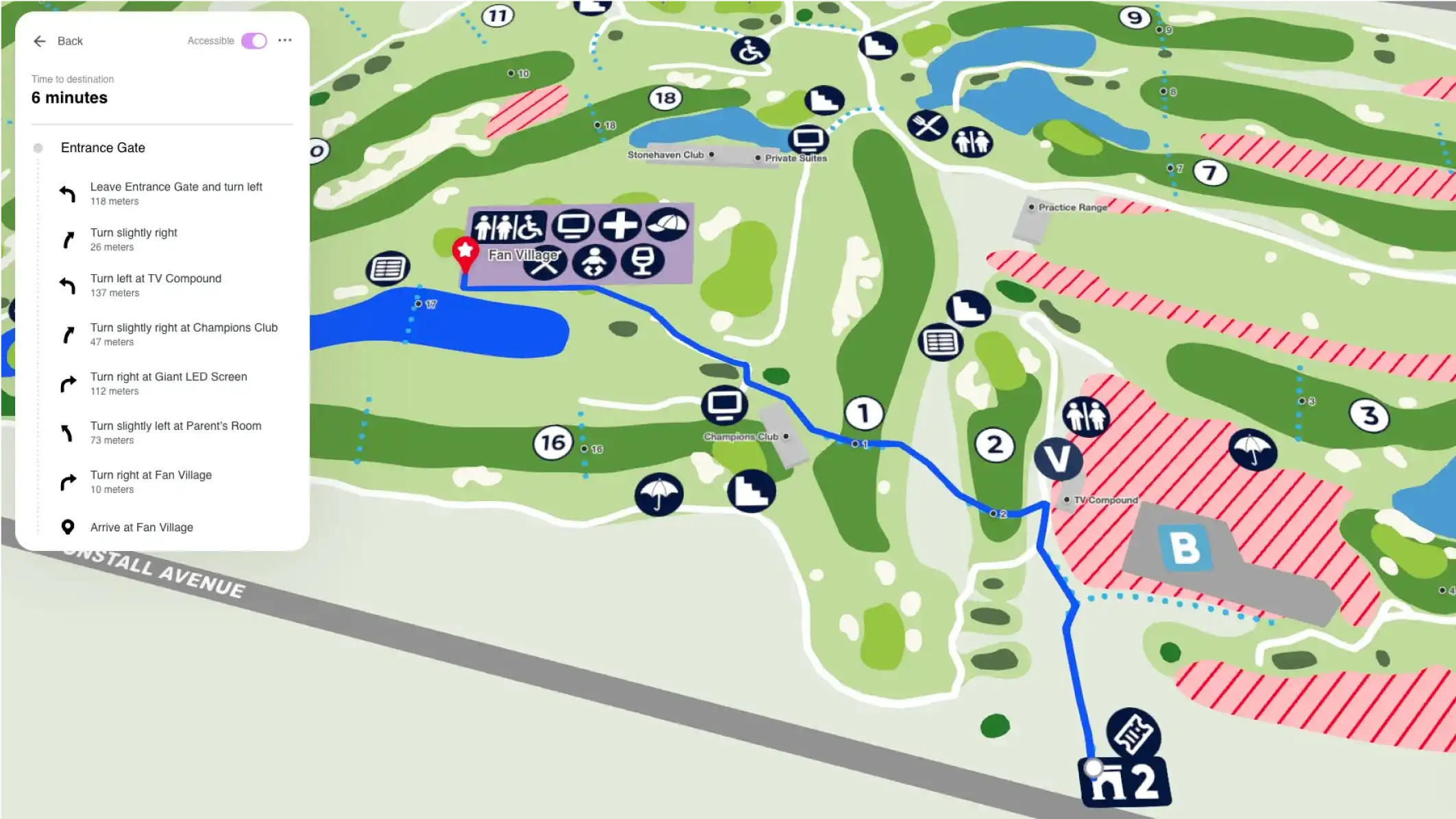 Australian Open golf map directions