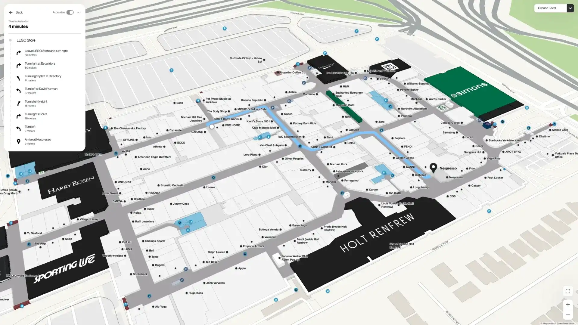 Digital map of a shopping mall