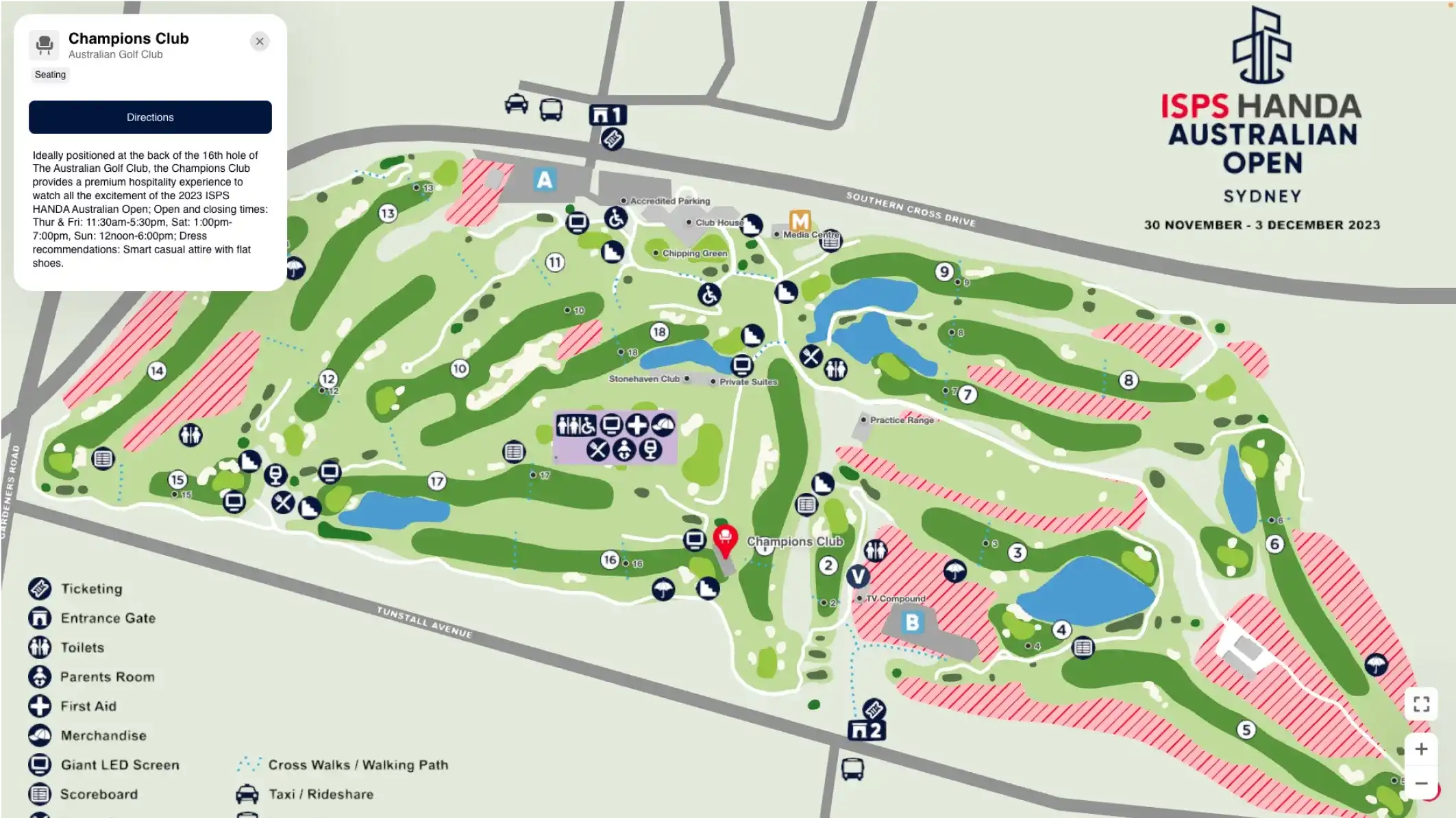 Australian Open golf map locations